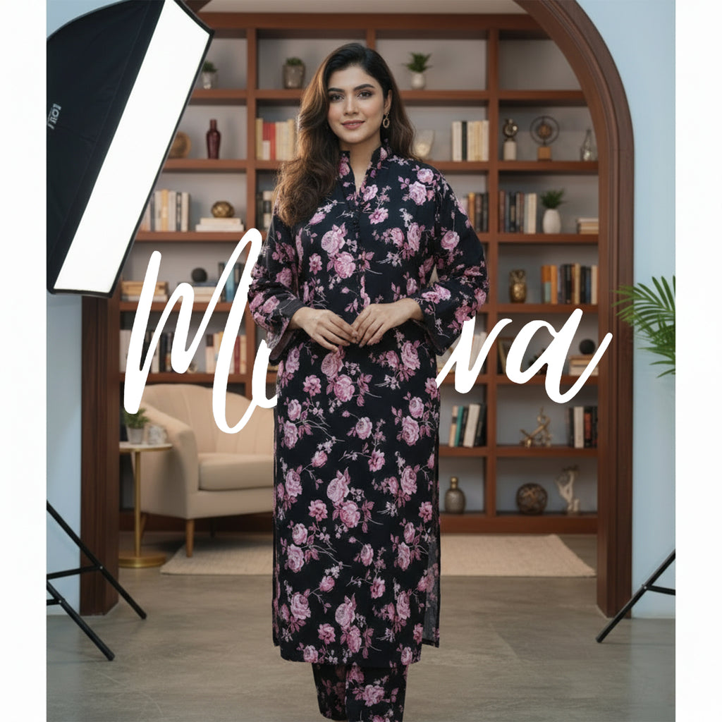 Midnight Bloom – 2 Piece (Stitched) Printed Suit