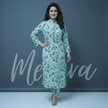 Mint Green Floral Print 2-Piece Stitched Suit