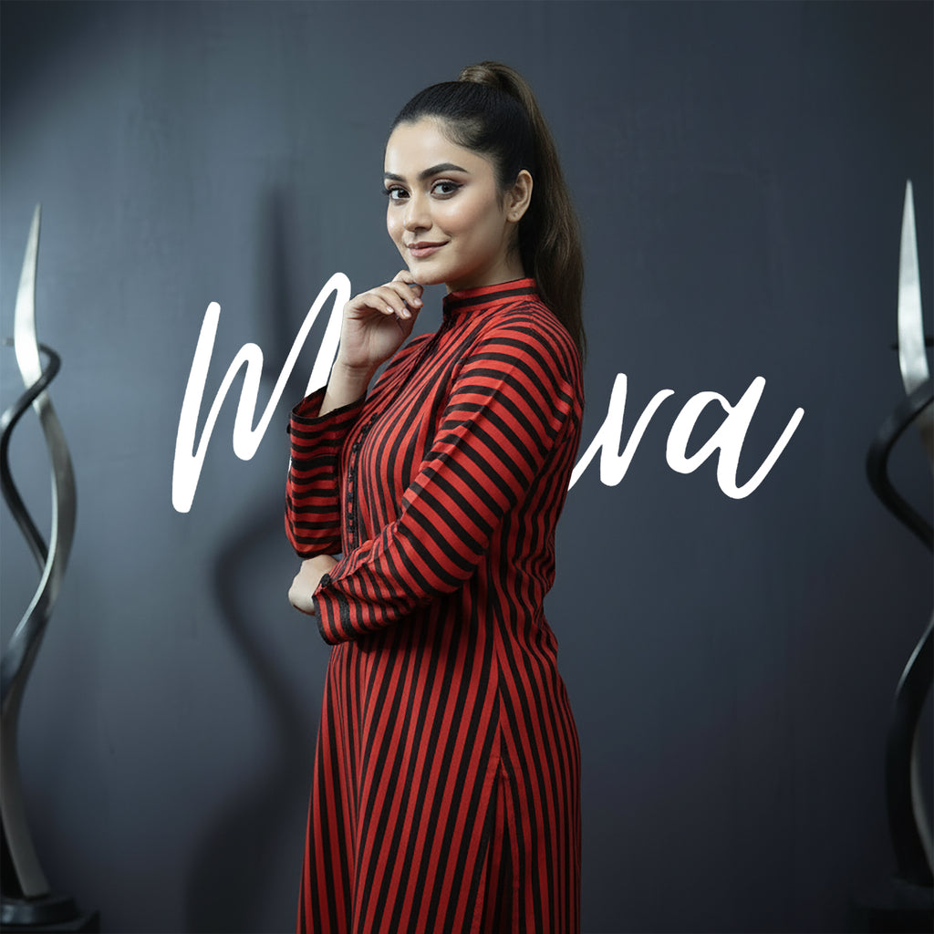 Red & Black Vertical Stripe 2-Piece Stitched Suit