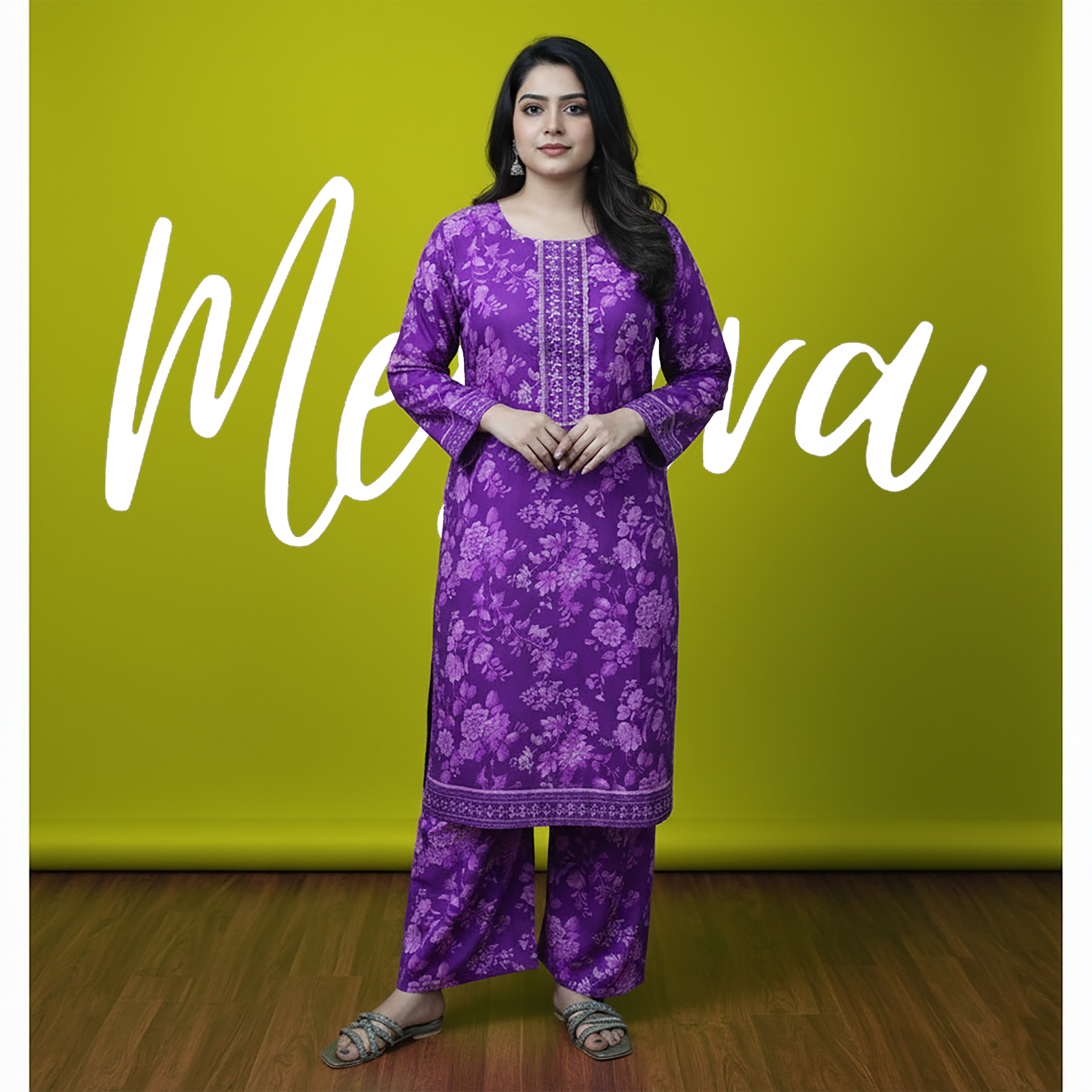 Violet Charm – 2 Piece Stitched Printed Suit