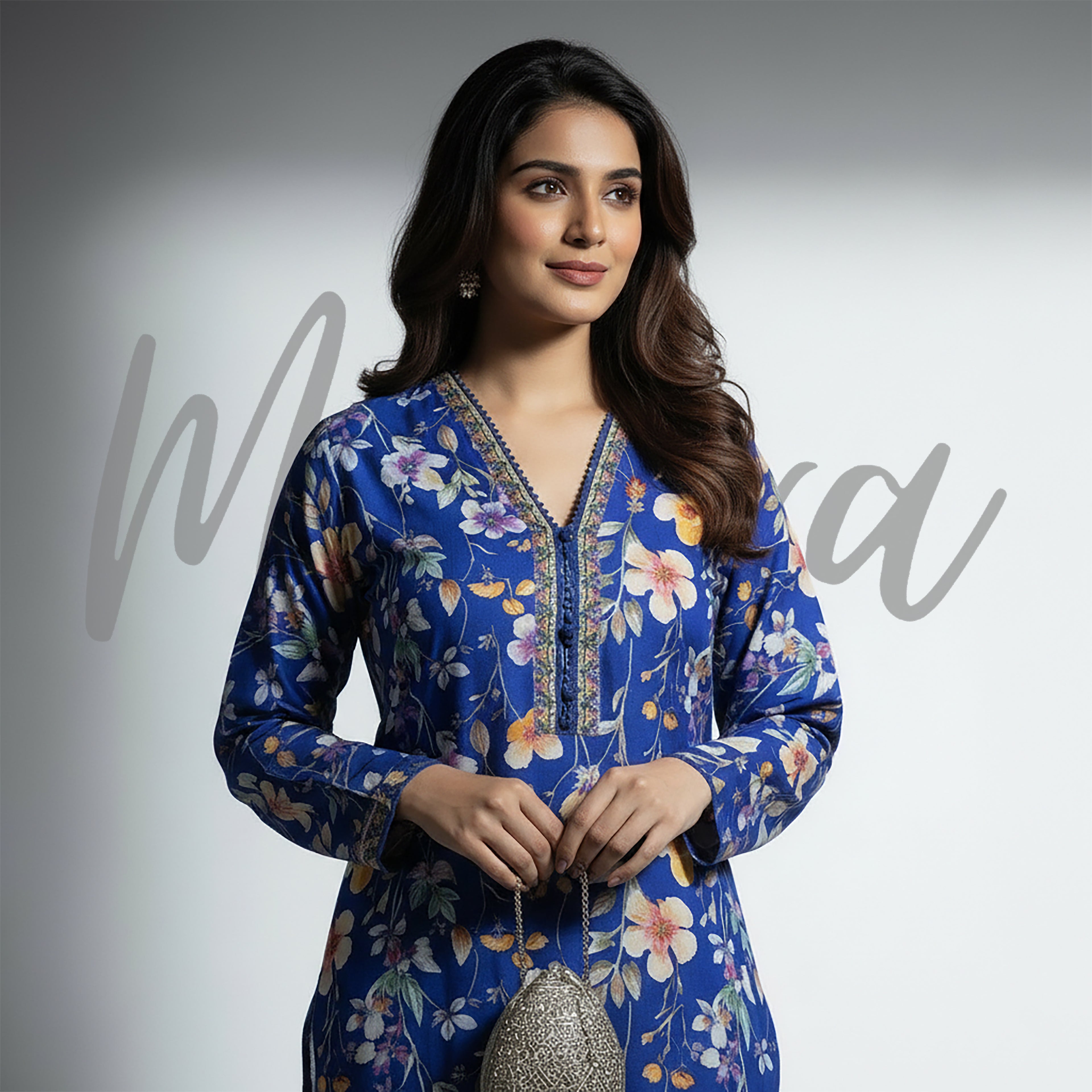 Royal Bloom – 2 Piece Stitched Printed Suit