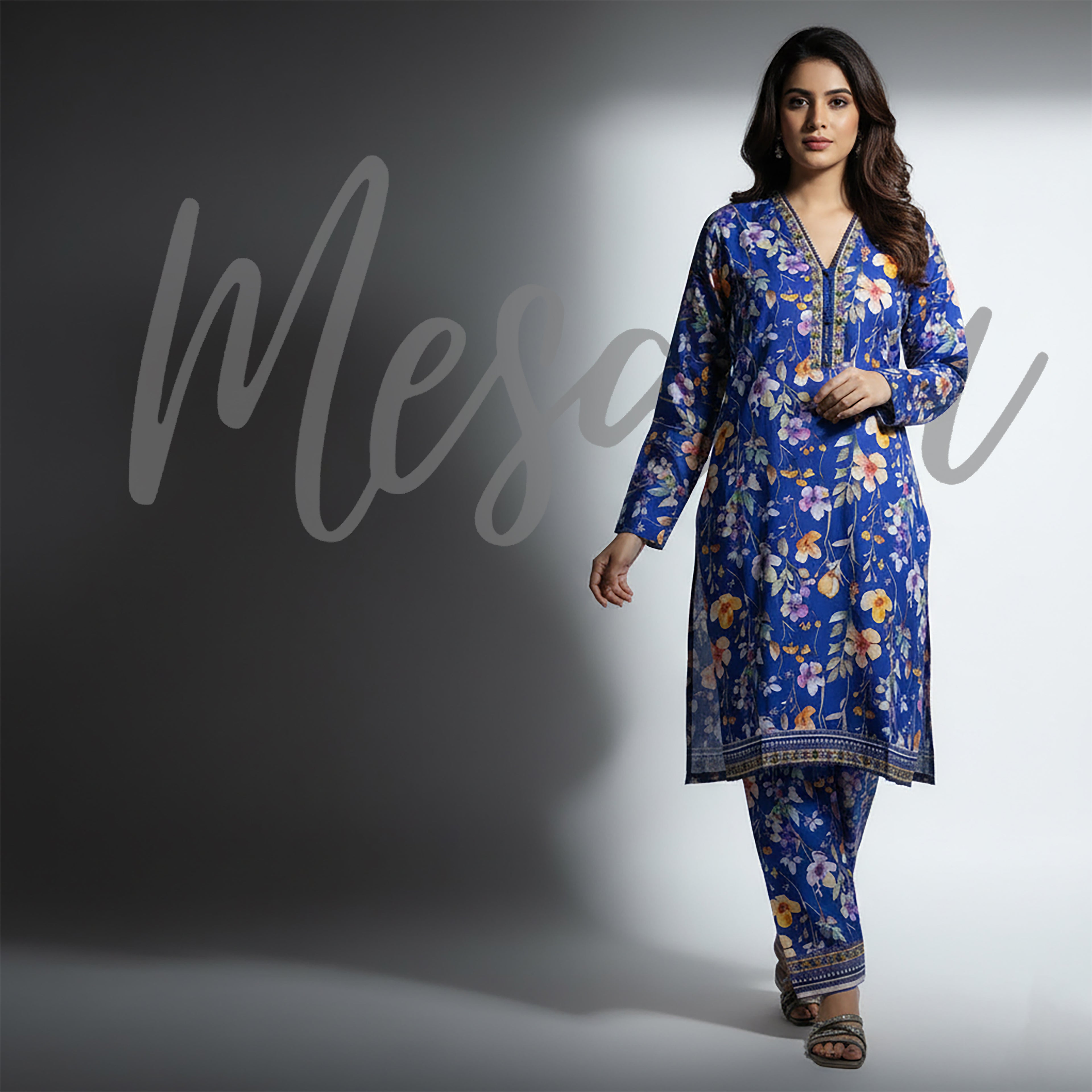Royal Bloom – 2 Piece Stitched Printed Suit