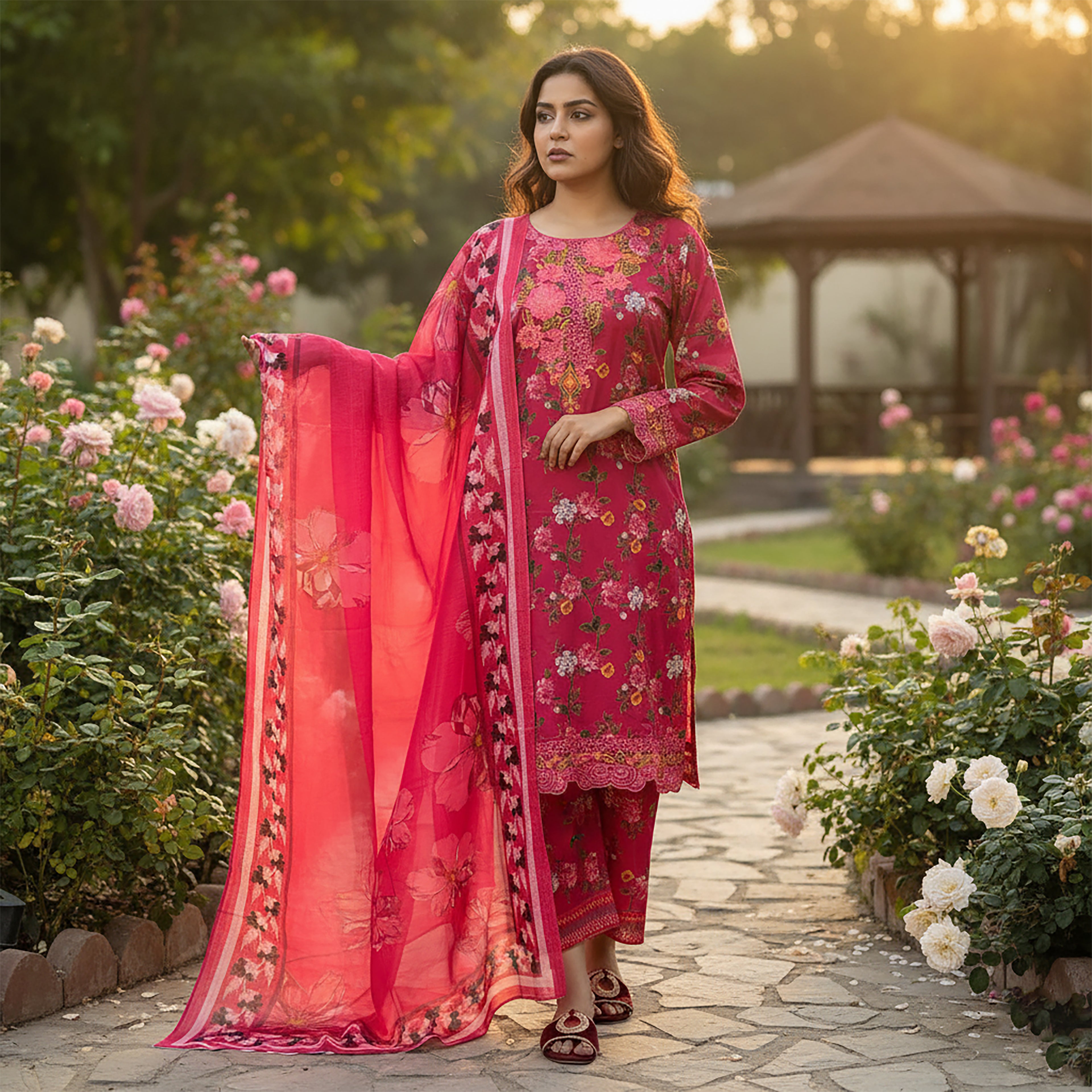 Gul-e-Seher - 3-piece Stitched Print+ Embroidery