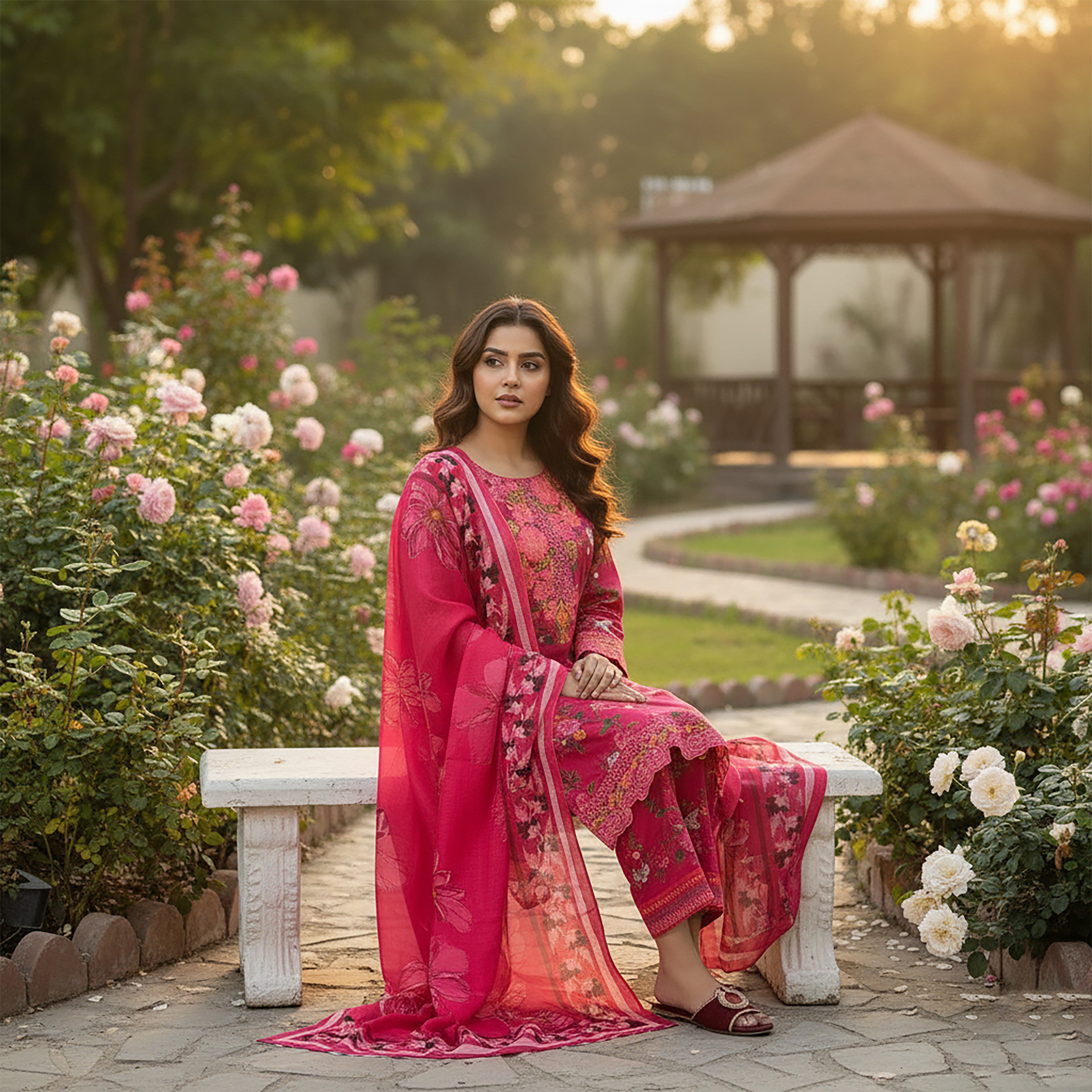 Gul-e-Seher - 3-piece Stitched Print+ Embroidery