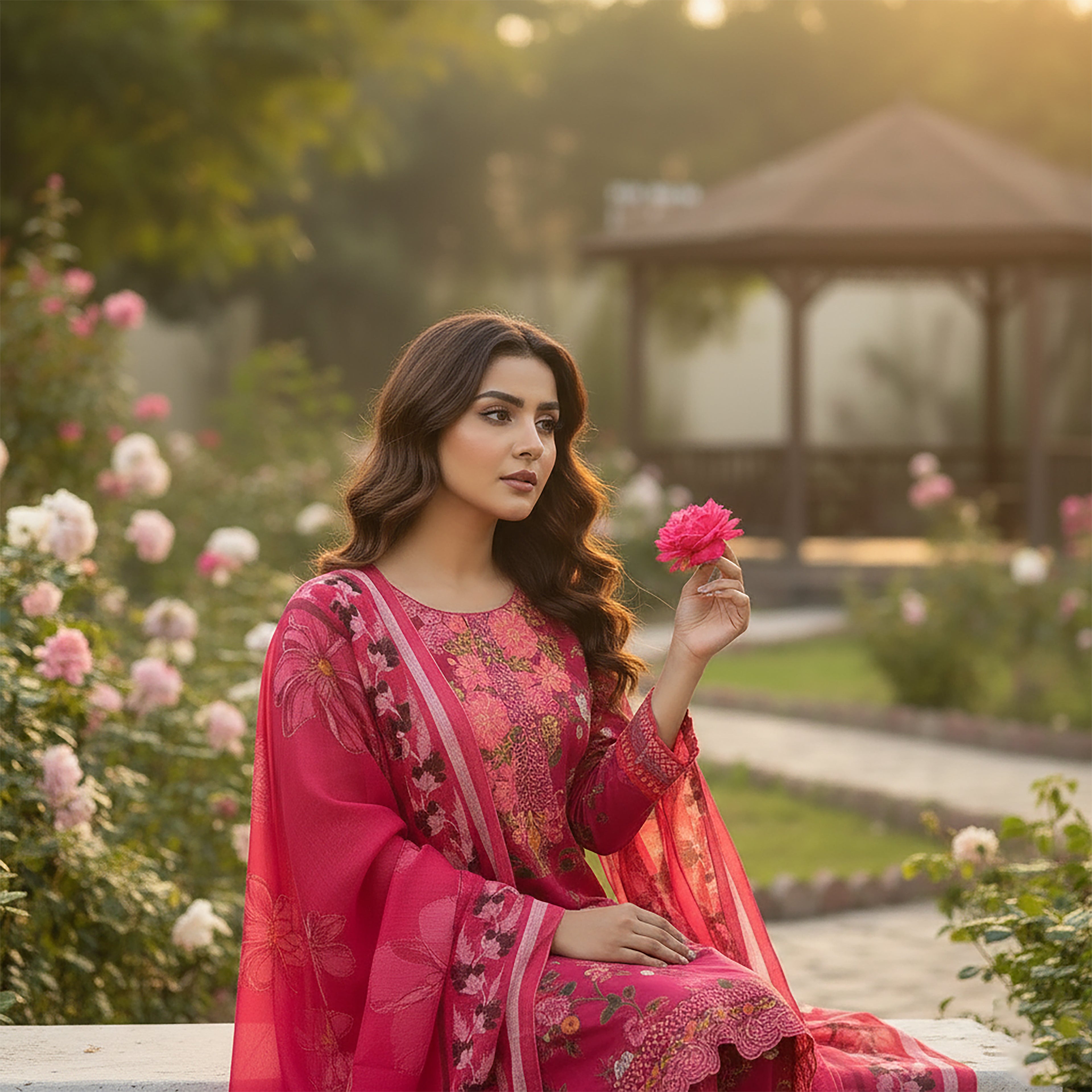 Gul-e-Seher - 3-piece Stitched Print+ Embroidery