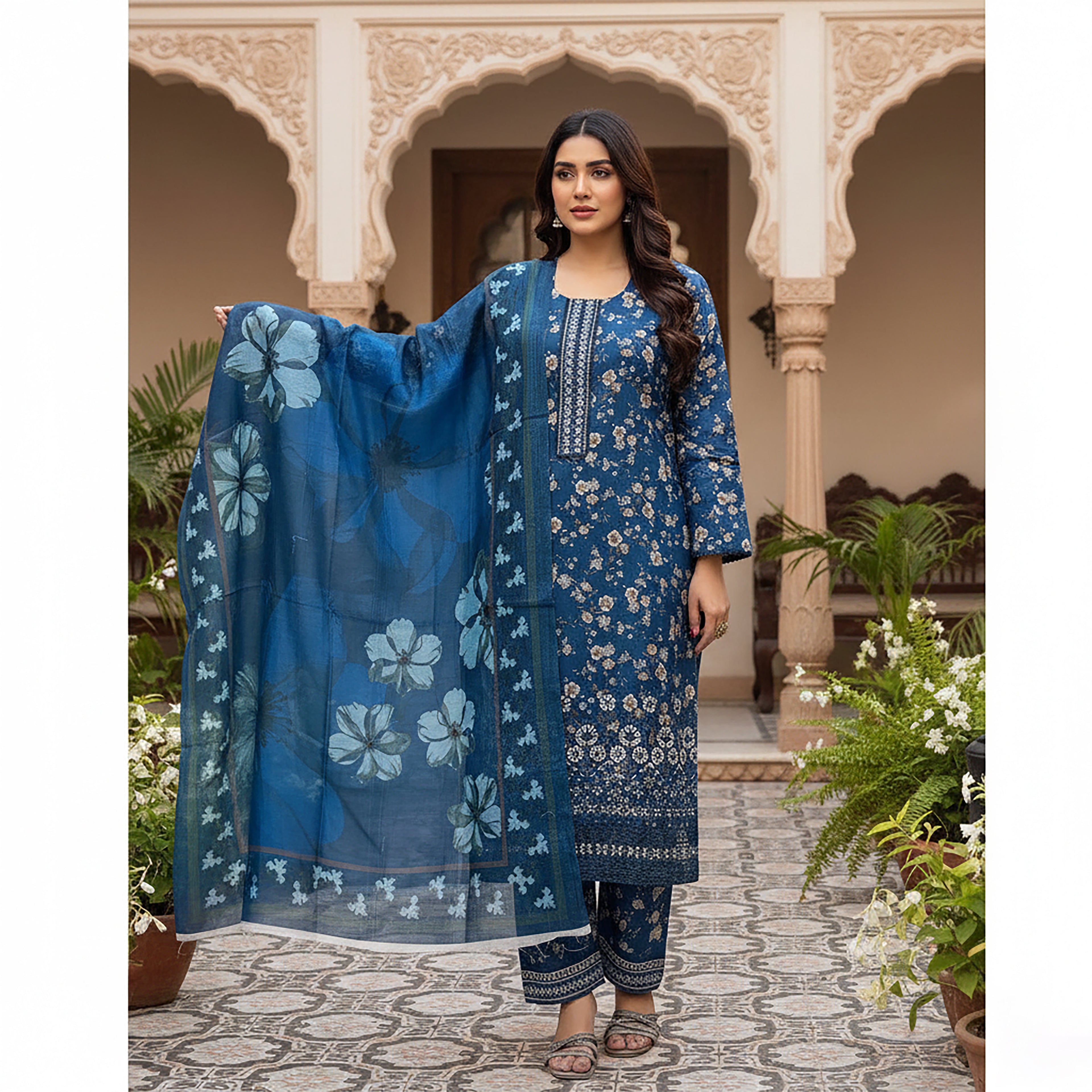 Midnight Gulnaar - 3-piece stitched Print+ Embroidery