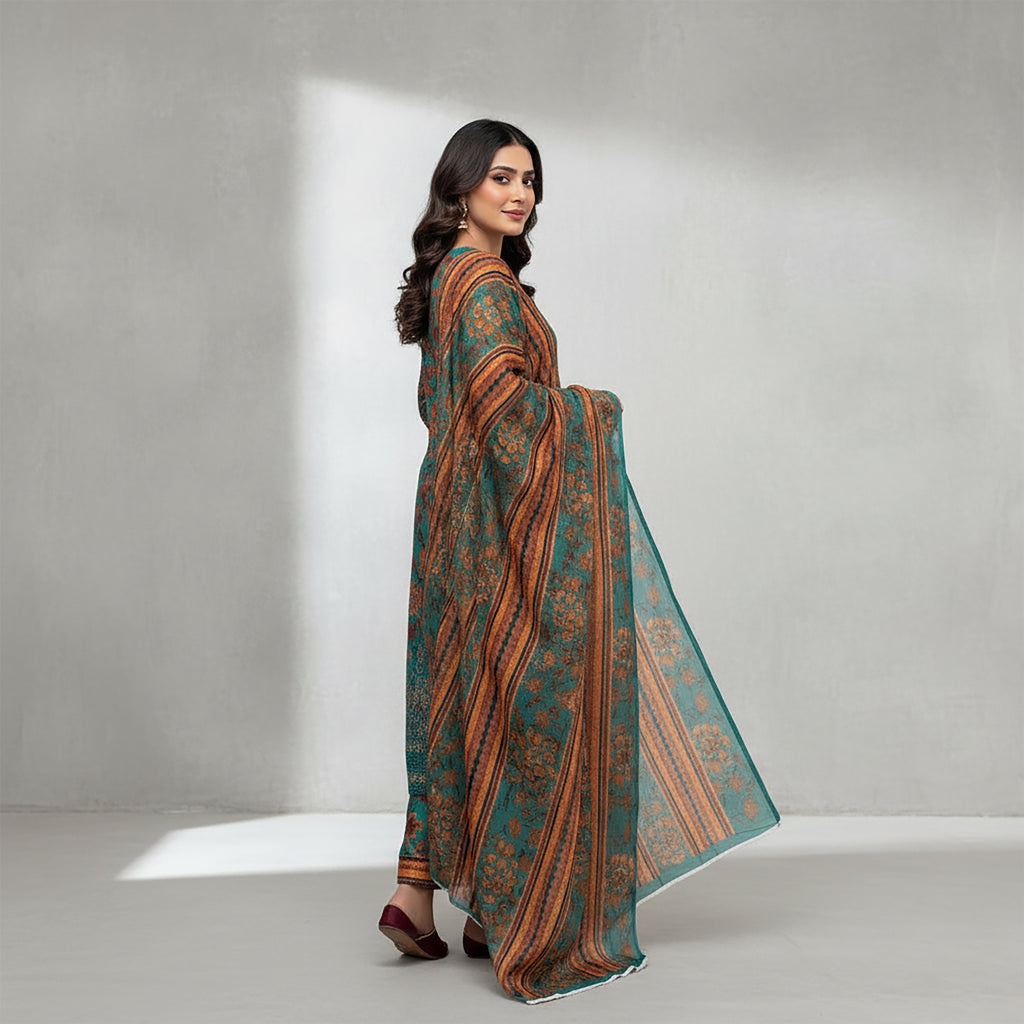 Zamurd Rustica - 3-piece stitched Print+ Embroidery