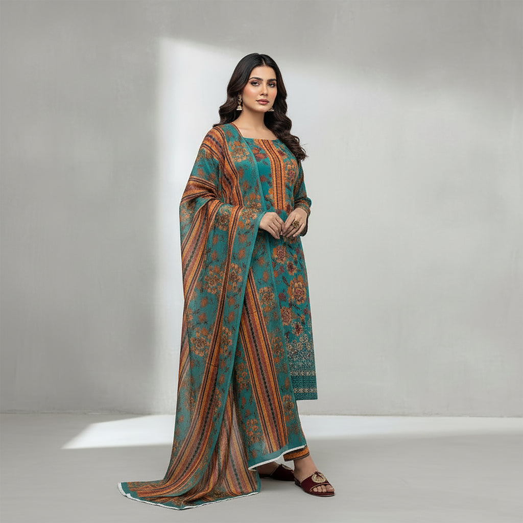 Zamurd Rustica - 3-piece stitched Print+ Embroidery