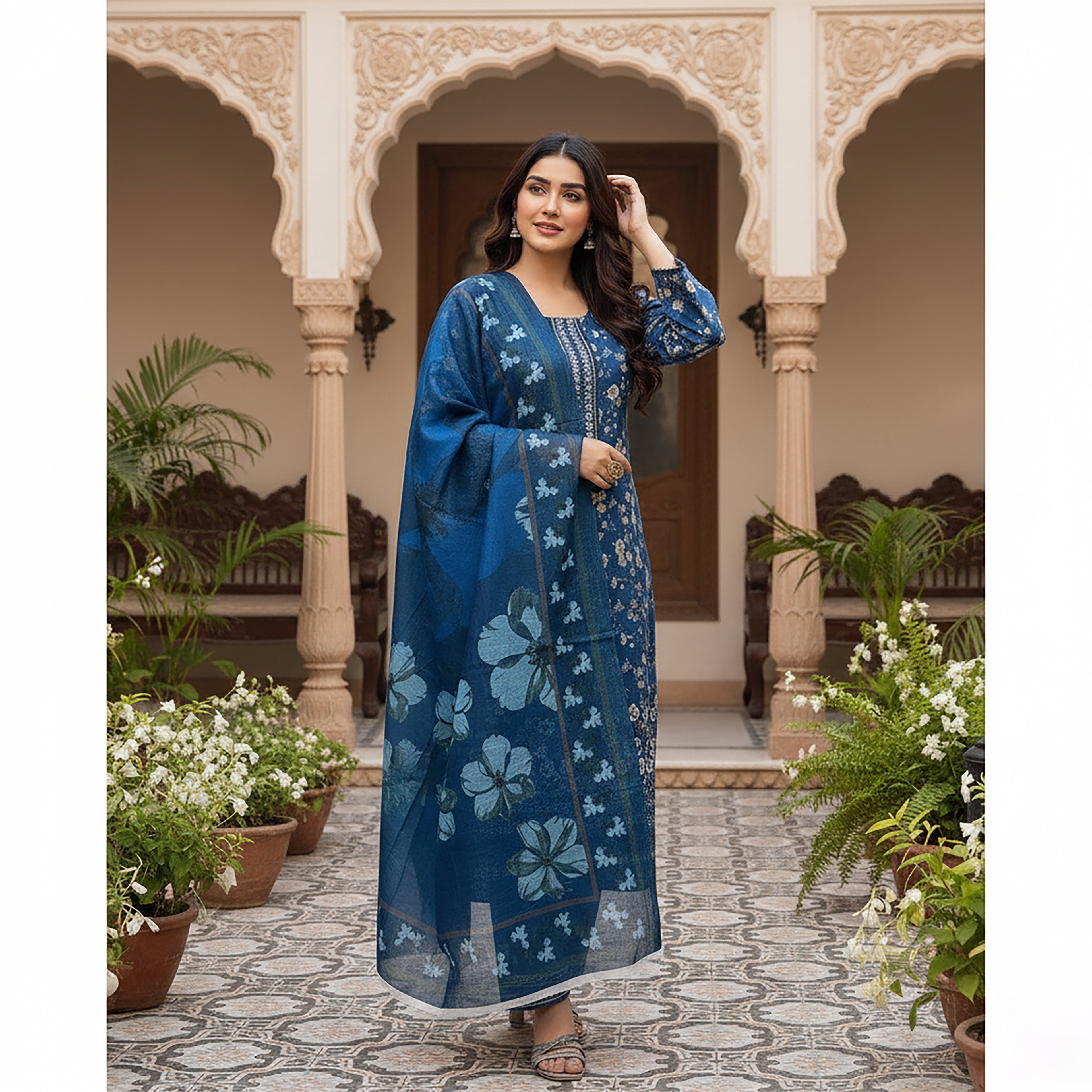 Midnight Gulnaar - 3-piece stitched Print+ Embroidery